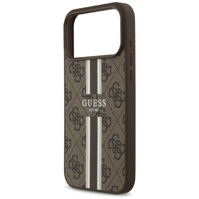 Case Guess 4G Printed Stripes MagSafe for iPhone 17 Pro Max brown - imagine 6