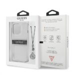 Guess GUHCP13LKB4GGR iPhone 13 Pro / 13 6,1" Transparent hardcase 4G Grey Strap Charm - imagine 8