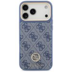 Guess 4G Strass Logo & Big Strap Metal Buttons MagSafe Case for iPhone 17 Pro Max blue - imagine 3