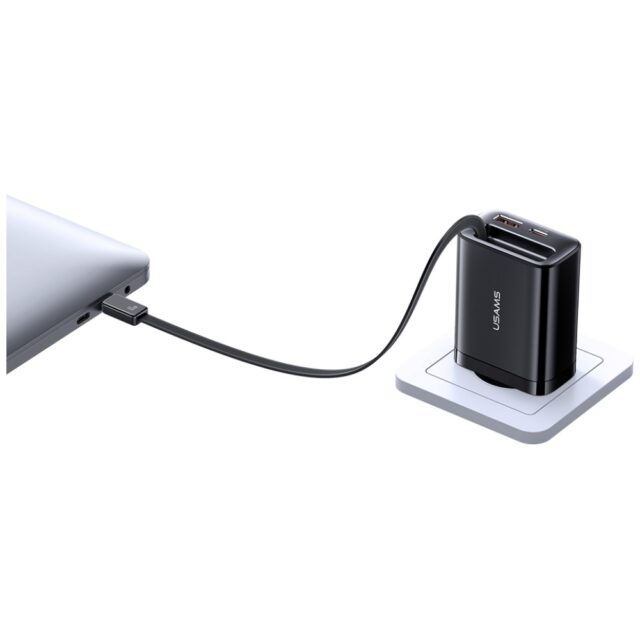 Wall charger USAMS Xiang Series CC299 65W 1xUSB-C 1xUSB-A + USB-C cable black - imagine 8
