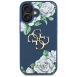 Case Guess Grained Roses Big 4G logo for iPhone 16 blue - imagine 3