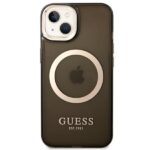 Guess GUHMP14SHTCMK iPhone 14 / 15 / 13 6.1" black hard case Gold Outline Translucent MagSafe - imagine 3