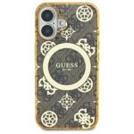 Guess GUHMP16SH4PYEEW iPhone 16 6.1" brown hardcase IML Peony On 4G Background MagSafe - imagine 3