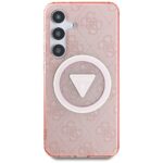 Case Guess 4G Glitter Triangle Buttons MagSafe for Samsung Galaxy S25 pink - imagine 3