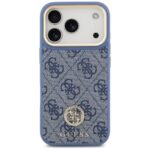 Guess 4G Strass Logo & Big Strap Metal Buttons MagSafe Case for iPhone 17 Pro Blue - imagine 3