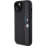 Case BMW BMHCP15S23PUPVK iPhone 15 / 14 / 13 6.1" black hardcase Perforated Tricolor Line - imagine 2
