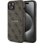 Guess GUHMP15SG4GFRW iPhone 15 / 14 / 13 6.1" brown hardcase 4G Collection Leather Metal Logo