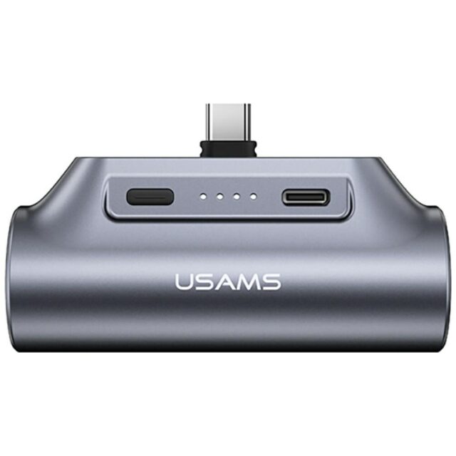USAMS PB79 Mini Tail Plug Portable Power Bank 3000mAh USB-C gray - imagine 3