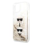Karl Lagerfeld KLHCP13MKICGLD iPhone 13 /14/15 6,1" gold hardcase Liquid Glitter Karl&Choupette Head - imagine 6
