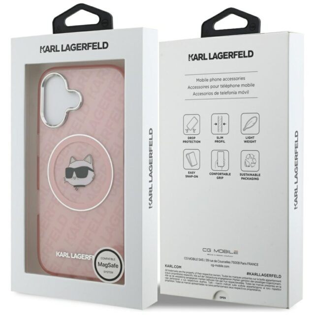 Case Karl Lagerfeld IML Choupette Head   Logo MagSafe for iPhone 17 pink - imagine 8