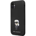 Karl Lagerfeld KLHCN61SMHKNPK iPhone 11/ Xr 6.1" black Silicone Ikonik Metal Pin - imagine 2