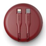 UNIQ MFI Halo Cable USB-C-Lightning 18W nylon rolled up 1,2m carmine red - imagine 2