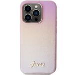 Guess GUHCP15XPSAIRSP iPhone 15 Pro Max 6.7" pink hardcase Saffiano Iridescent Script - imagine 3