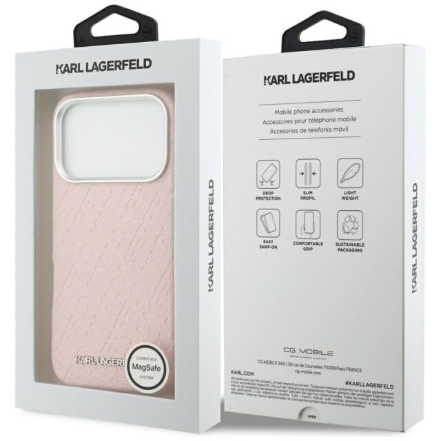 Karl Lagerfeld FW Stamped Karl MagSafe Case for iPhone 17 Pro Pink - imagine 8