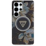 Case Guess Glitter Flowers Triangle Buttons MagSafe for Samsung Galaxy S25 Ultra black - imagine 3