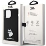 Karl Lagerfeld KLHCP15XSMHCNPK iPhone 15 Pro Max 6.7" black Silicone Choupette Metal Pin - imagine 8
