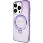 Guess GUHMP15LHRSGSU iPhone 15 Pro 6.1" purple hardcase Ring Stand Script Glitter MagSafe - imagine 2