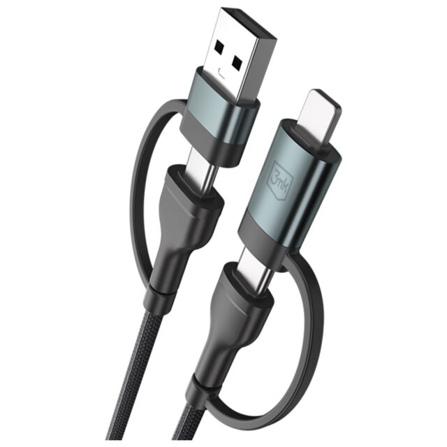 Cable 3MK Hyper Cable N-SERIES USB-A/USB-C to USB-C/Lightning 1.2m 9V/2A 60W - imagine 2