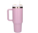 Black Forest | Thermo mug with straw | thermos with handle, 1200ml, powder pink - imagine 2