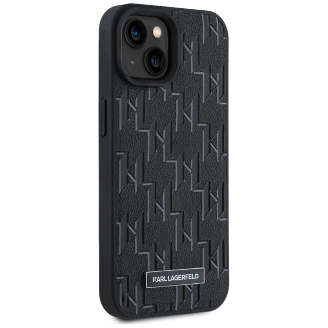 Karl Lagerfeld KLHMP15SPKHPORPK iPhone 15 / 14 / 13 6.1" hardcase black Leather Monogram Metal - imagine 4