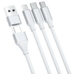 3MK Hyper Cable 3w1 USB-A/USB-C -USB-C/Micro/Lightning 1.5m White cable - imagine 2