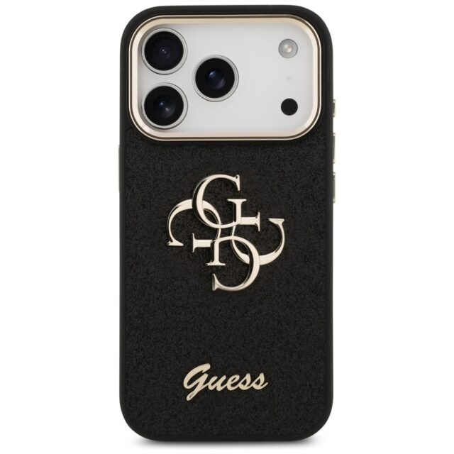 Guess Fixed Glitter Big 4G Metal Frame case for iPhone 17 Pro black - imagine 3