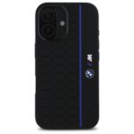BMW BMHMP16S23SHEB iPhone 16 6.1" black hardcase Silicone Hexagon Blue Line MagSafe - imagine 3