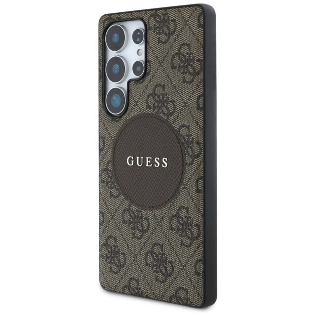 Case Guess 4G Round Patch Classic Logo MagSafe to Samsung Galaxy S25 Ultra brown - imagine 2