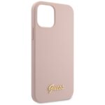 Guess GUHCP12LLSLMGLP iPhone 12 Pro Max 6,7" light pink hardcase Silicone Script Gold Log - imagine 2