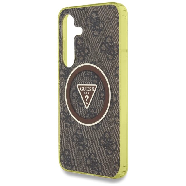 Case Guess 4G Glitter Triangle Buttons MagSafe for Samsung Galaxy S25 brown - imagine 6