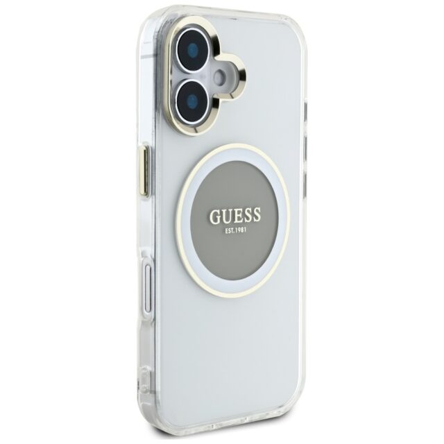 Case Guess IML Metal Colored Circle Classic Logo MagSafe for iPhone 16 grey - imagine 4