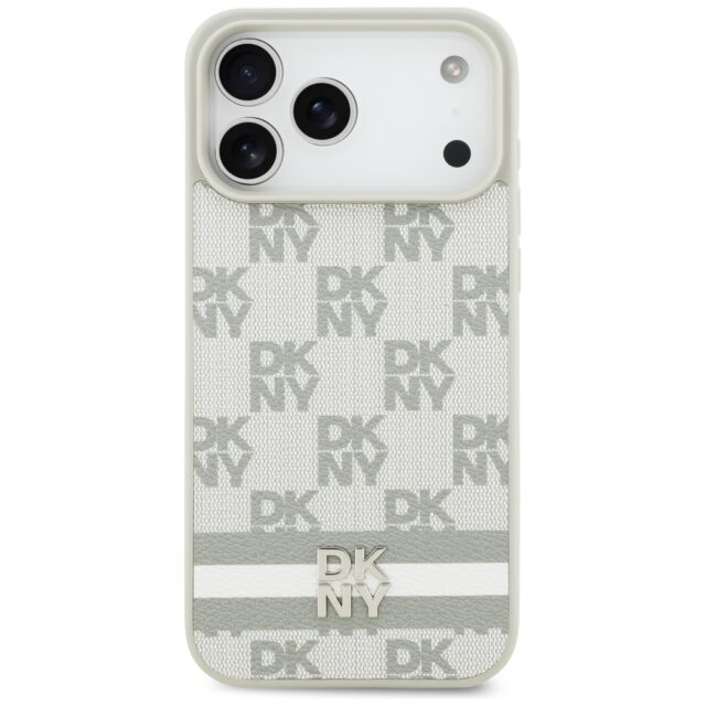 Case DKNY Checkered with Printed Stripes for iPhone 17 Pro Max beige - imagine 3