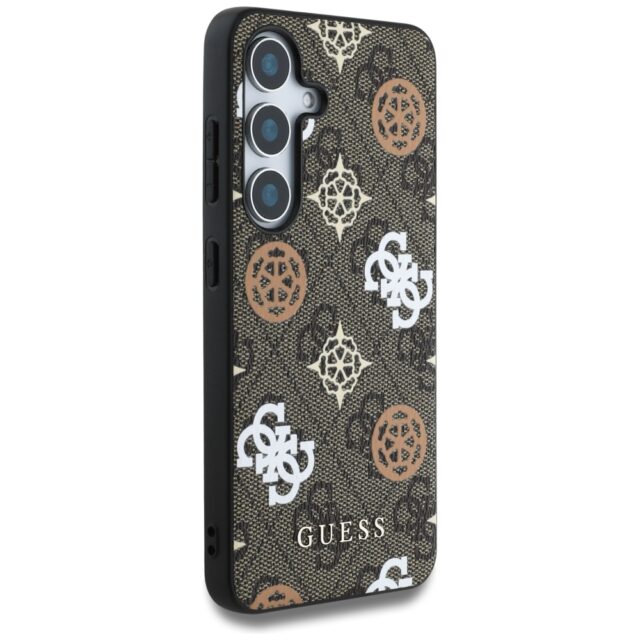 Case Guess 4G Printed Colored Peony Pattern MagSafe to Samsung Galaxy S25 brown - imagine 4