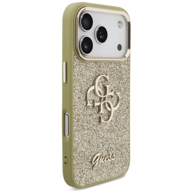 Guess Fixed Glitter Big 4G Metal Frame case for iPhone 17 Pro gold - imagine 4