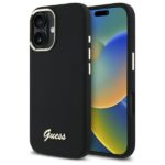 Guess GUHCP16MSMBSLK iPhone 16 Plus 6.7" black hardcase Silicone Script Metal Logo & Frame