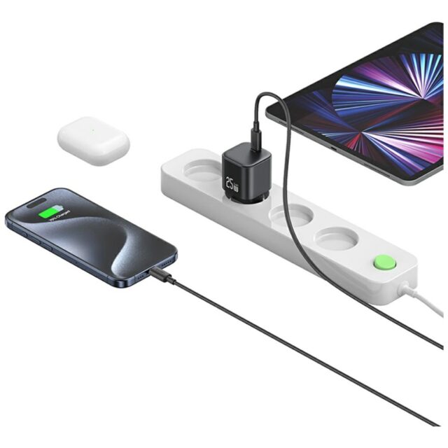 Charger USAMS JC Series CC289 25W GaN Mini Fast Charger USB-C black - imagine 9