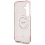 Case Guess Rhinestones Printed Classic Logo MagSafe Samsung Galaxy S25 pink - imagine 7