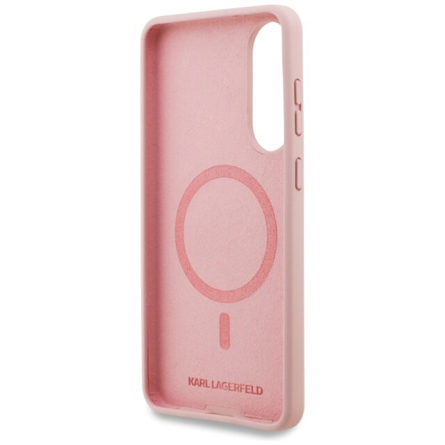 Case Karl Lagerfeld Silicone Double Heads And Circle MagSafe for Samsung Galaxy S25 Edge pink - imagine 7
