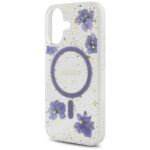 Case Guess Resin Flowers Glitter MagSafe for iPhone 16 purple - imagine 6