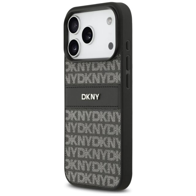 Case DKNY Repeat Texture Pattern with    Tonal Stripe for iPhone 17 Pro Max black - imagine 2