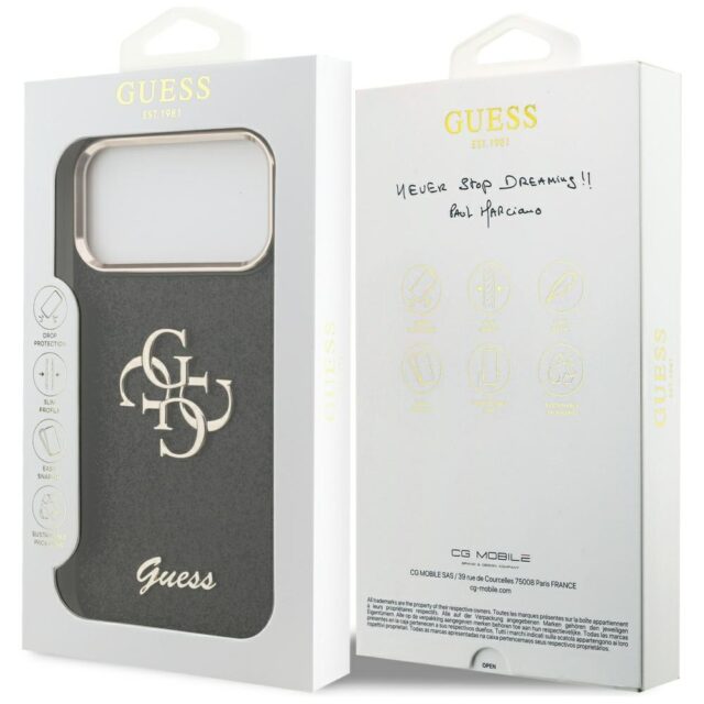 Guess Fixed Glitter Big 4G Metal Frame case for iPhone 17 Pro Max black - imagine 8