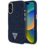Case Guess Denim Triangle Logo MagSafe for iPhone 16 blue