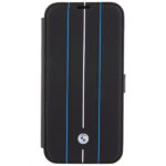 BMW BMBKP15X22RVSK iPhone 15 Pro Max 6.7" black bookcase Leather Stamp Blue Lines - imagine 3