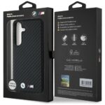 Case BMW Leather Carbon MagSafe for Samsung Galaxy S25 black - imagine 8