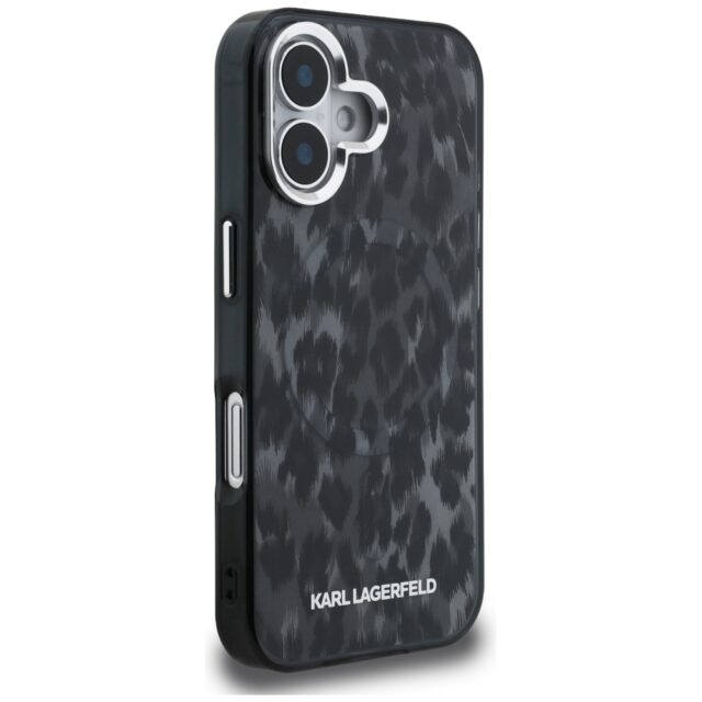 Case Karl Lagerfeld IML Leopard Pattern  MagSafe for iPhone 16 black - imagine 4