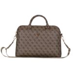 Bag Guess 4G Zipper Pocket Triangle Logo 15" brown