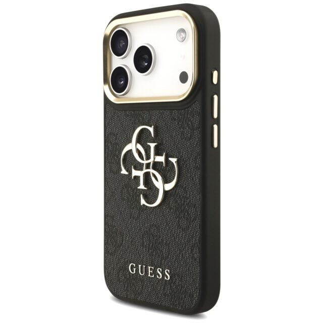 Case Guess 4G Big 4G Classic Logo Big Strap Metal Buttons for iPhone 17 Pro black - imagine 2