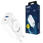 Ładowarka sieciowa 3MK HARDY PD 33W 2w1   USB-A/USB-C + indukcja do Apple Watch biały
