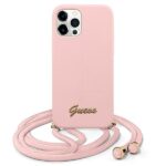 Guess GUHCP12LLSCLMGLP iPhone 12 Pro Max 6,7" pink hardcase Metal Logo Cord