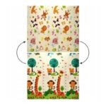 Double-Sided Educational Play Mat Stimulating Extralink, 180x200x1 cm Folding Animals-Numbers + Bag - imagine 2